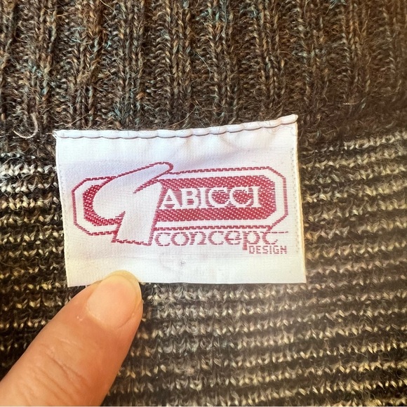 Vintage Gabicci Sweater Mens Large Brown Wool Blend Jumper England 3D V Neck - Picture 5 of 9